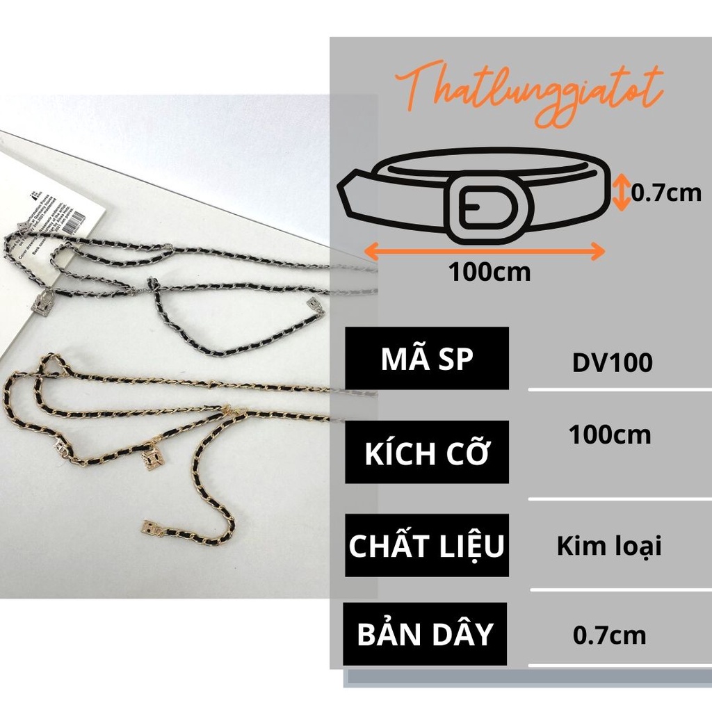 Đai váy xích kim loại đan da phối blazer, đầm thắt eo cá tính DV100 - Thắt Lưng Giá Tốt