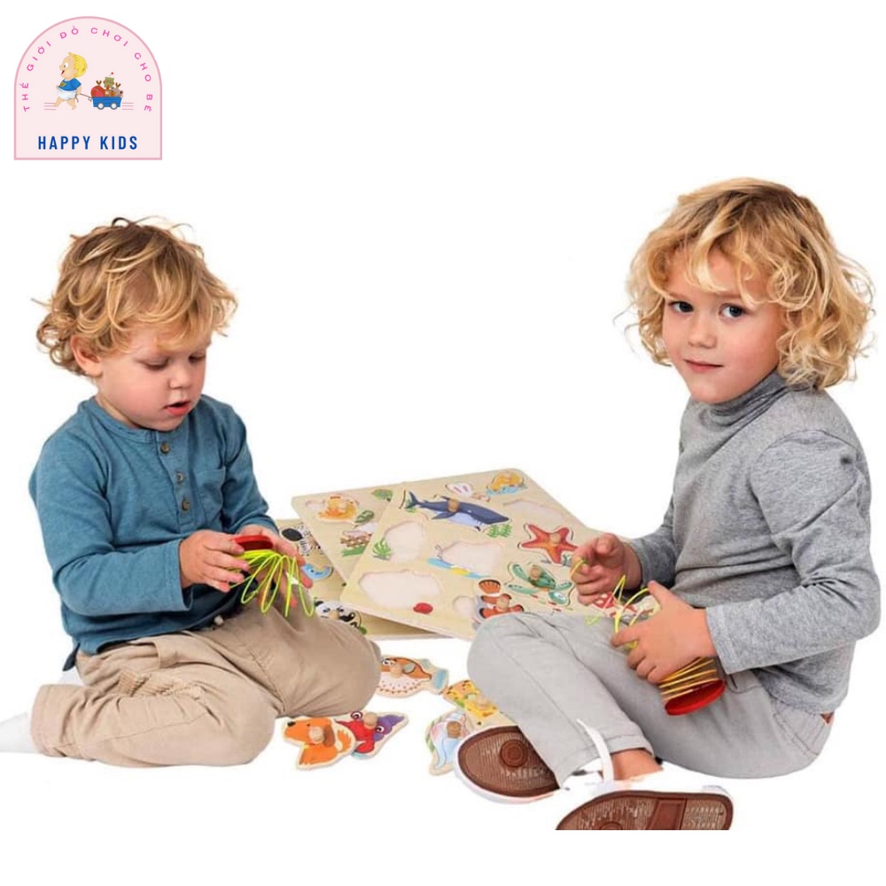 Bảng ghép hình núm gỗ, đồ chơi gỗ thông minh Montessori cho bé sáng tạo (HH0383)