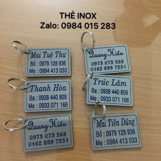 Thẻ inox bảng tên cho bé
