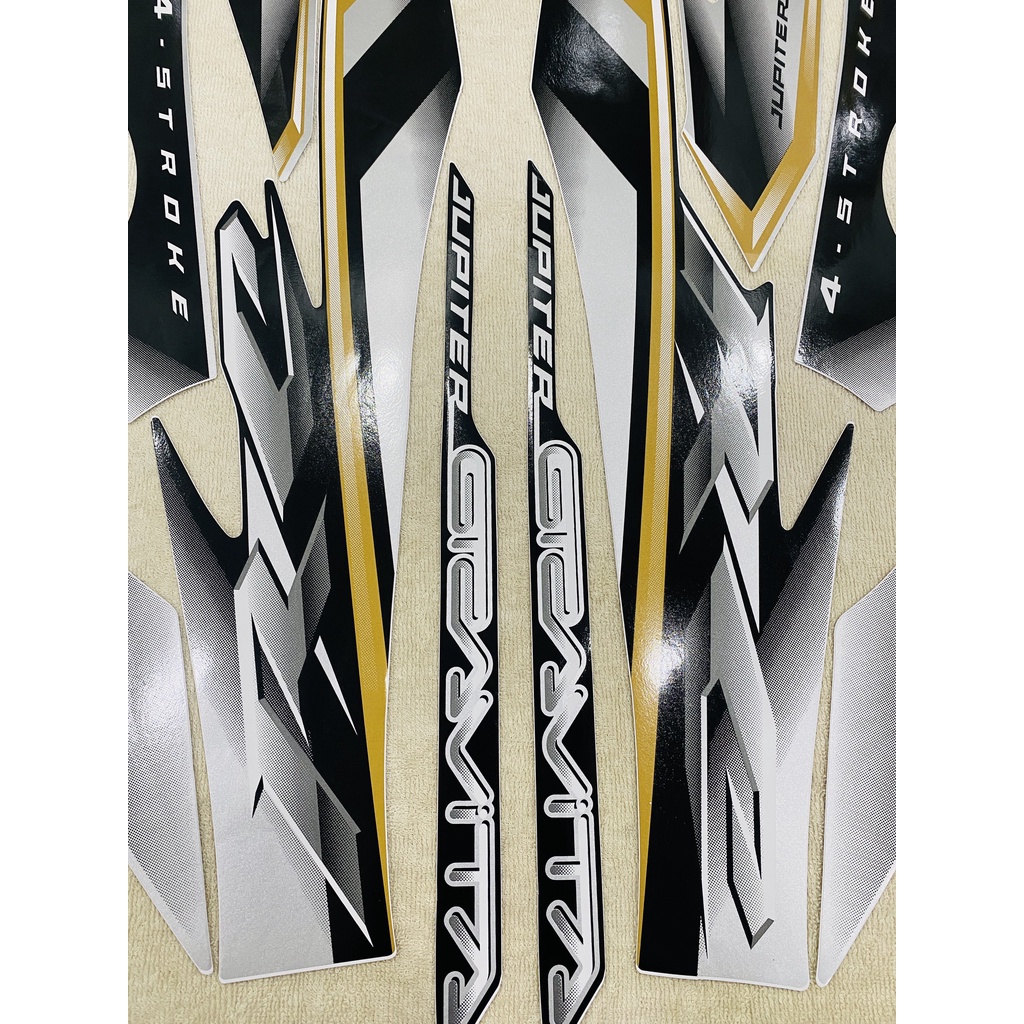 Nguyên bộ tem rời 3 lớp zin thái dán xe máy Yamaha Jupiter Gravita màu xám siêu sắc nét