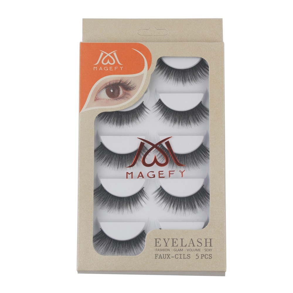 5 cặpLông mi giả 3D cao cấp mi mềmnhẹ/MAGEFY lông mi mềm sợi tơi, Lông mi giả tổng hợp，3D 5PCS Fashion Eyelashes Faux-Cils