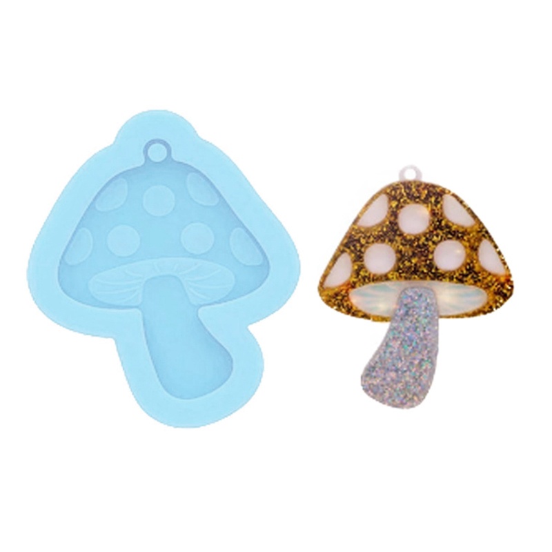 QQ Khuôn Silicone Làm Móc Khóa Resin Epoxy UV Hình Nấm Handmade