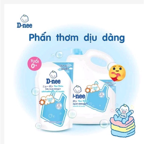 Nước giặt dnee túi 600ml nội địa Thái giặt xả 2 trong 1 thơm lâu bền màu an toàn cho trẻ sơ sinh
