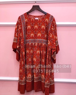 Váy thổ cẩm hoa đỏ trắng dáng ngắn