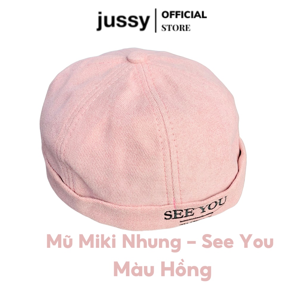 Mũ Miki Hat See You There Jussy Cao Cấp Chất Vải Nhung Mịn Kiểu Mũ Nồi Thủy Thủ Có Khóa Da Tăng Giảm Sành Điệu Bền