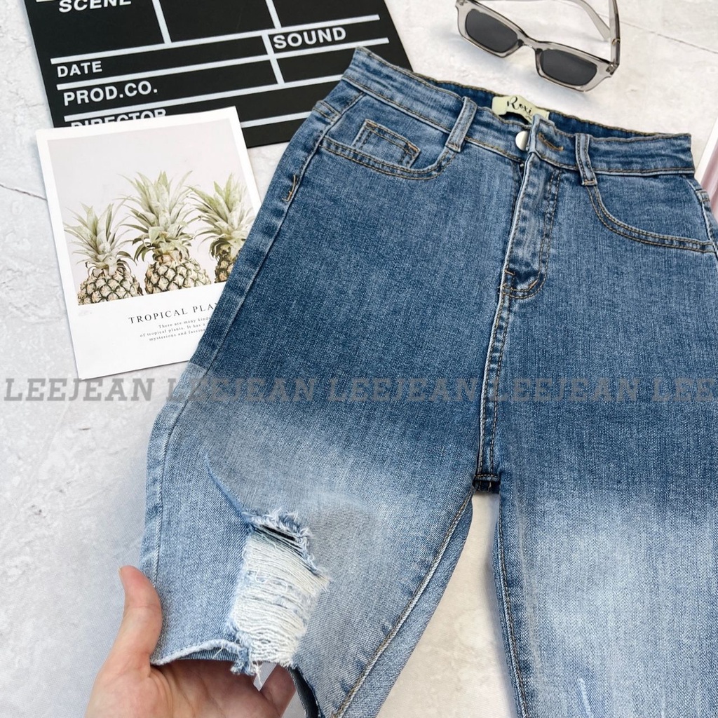 : Quần Ngố Jean Nữ Rách Cá Tính Lưng Cao Màu Loang Co Giãn Hình Thật Video Thật Lee 050 | BigBuy360 - bigbuy360.vn