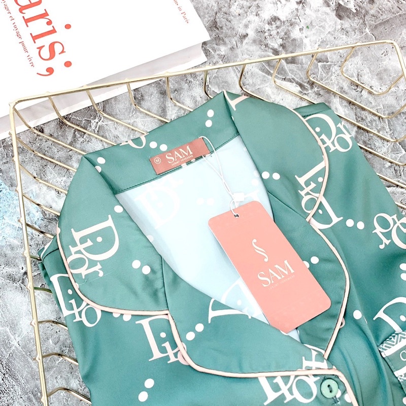 Bộ lụa dài tay hãng sam choco áo dài tay quần dài bộ mặc nhà đẹp bộ pijama cao cấp