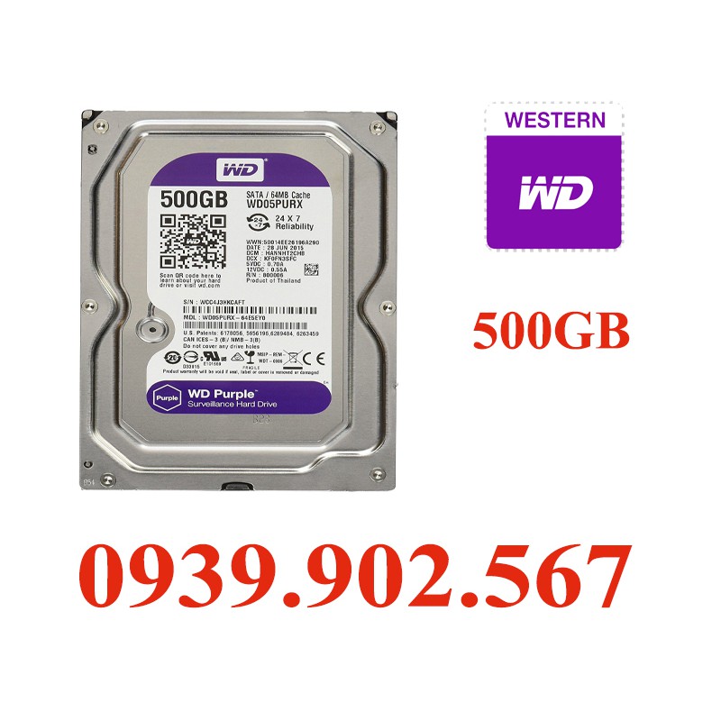 ổ cứng gắn trong cho camera hdd 500GB Western tím