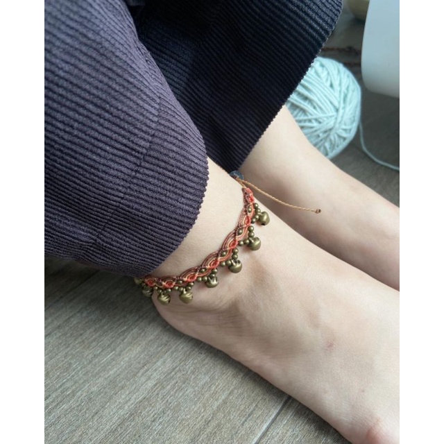 Vòng chân Macrame with bells tone Đất