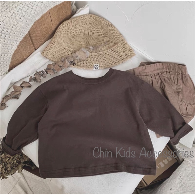 Áo thun dài tay dáng rộng cho bé vải cotton 4 chiều mềm mỏng vừa cho bé