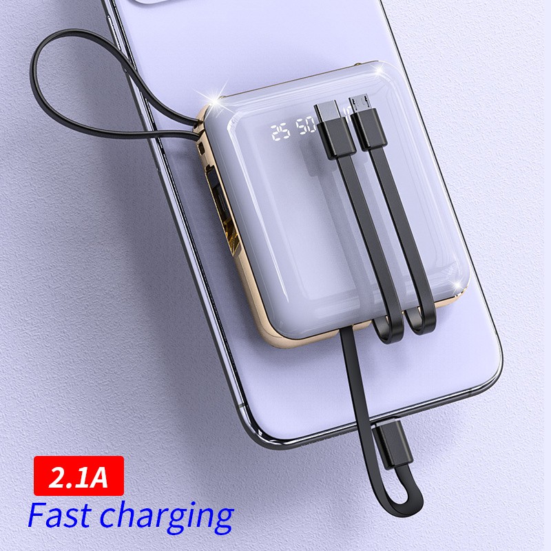 Dây Cáp Sạc Nhanh 7800 10000 20000mah Mini 2.1a Dành Cho Iphone Android Phone