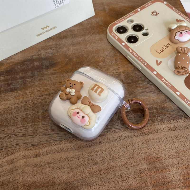 Vỏ Bảo Vệ Hộp Sạc Tai Nghe Không Dây BASEUS W04 W04 Pro Bằng Silicon Trong Suốt Họa Tiết Hoạt Hình Gấu / Cô Gái Dễ