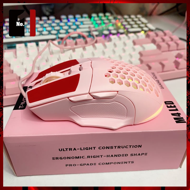 Chuột Gaming Máy Tính Màu Hồng Led RGB T-WOLF M4 Chuột Vi Tính Chơi Game Dễ Thương Có Dây Giá Rẻ