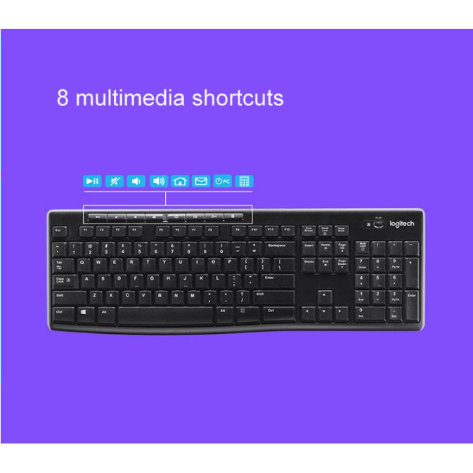 Logitech K270 Wireless Gaming Keyboard 2.4G Portable PC Gamer Ergonomics for Computer Receiver