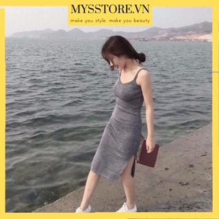 Đầm body 2 dây xẻ tà thời trang MYS