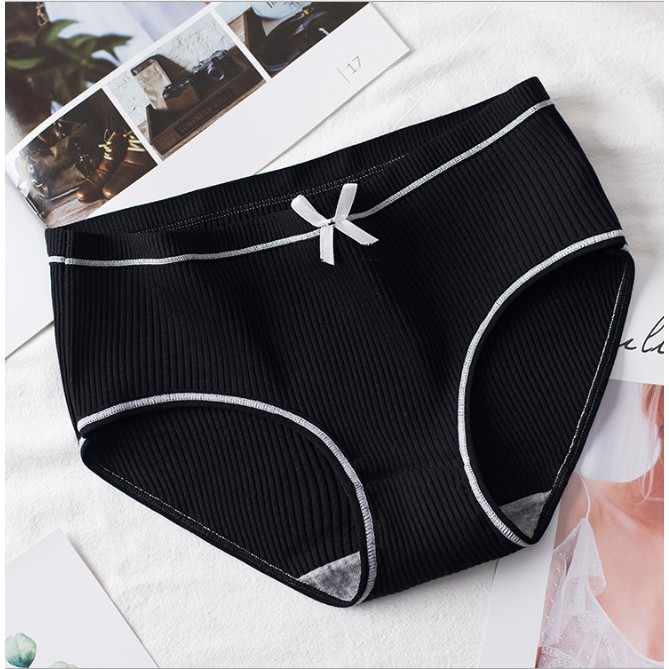 Quần lót nữ Cotton gân tăm đính nơ có chọn size chọn màu QLCT03 | BigBuy360 - bigbuy360.vn