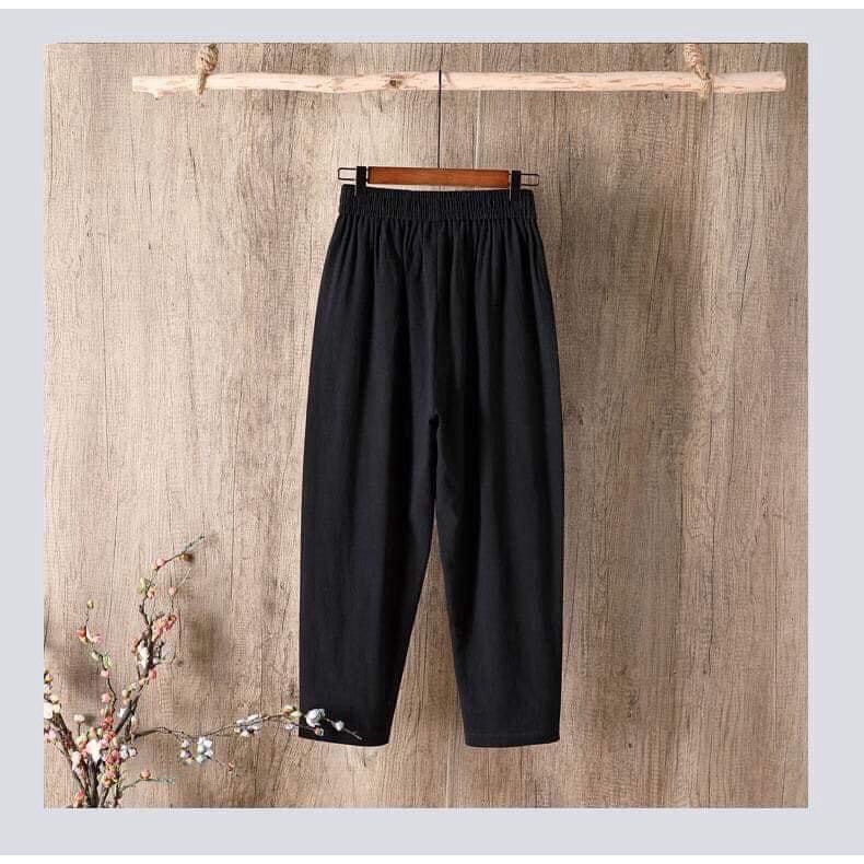 Quần Baggy Lưng Thun Vải Đũi Xước Co Giãn 2 size 48-68kg tùy chiều cao CHẤT VẢI ĐUI XƯỚC MỀM MÁT