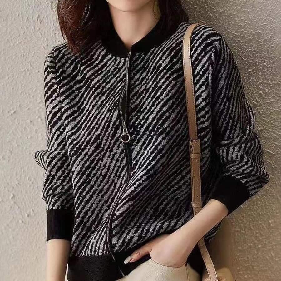 Áo len nữ thiết kế Korea khóa kéo