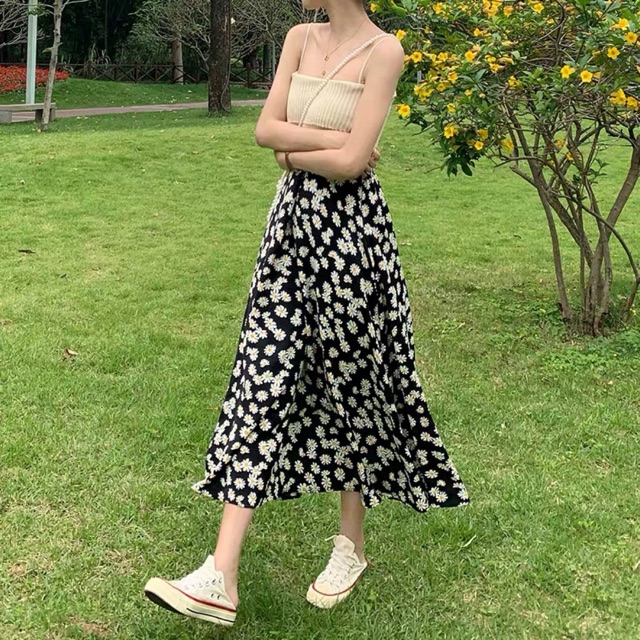 Chân váy hoa cúc quảng châu