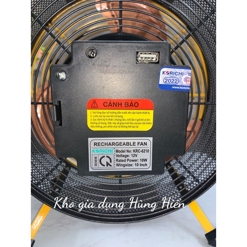 QUẠT TÍCH ĐIỆN KORICHI KRC-6210 - HÀNG CHÍNH HÃNG