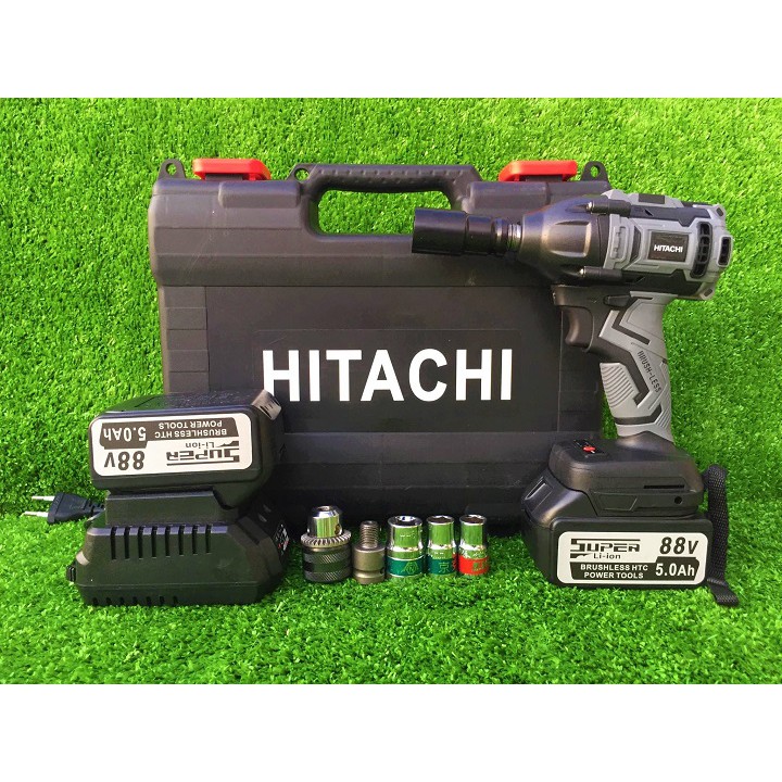 Máy siết bulong Hitachi không chổi than 118v tặng phụ kiện 2 pin