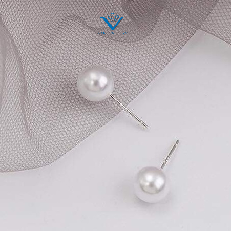 Bông tai bạc Van Jewelry V10713 Bông Ngọc Trai nhân tạo chốt bạc