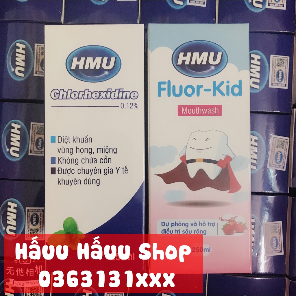 Combo Nước súc miệng HMU Chlorhexidine 0,12% & HMU Fluor-Kid - Đại học Y Hà Nội