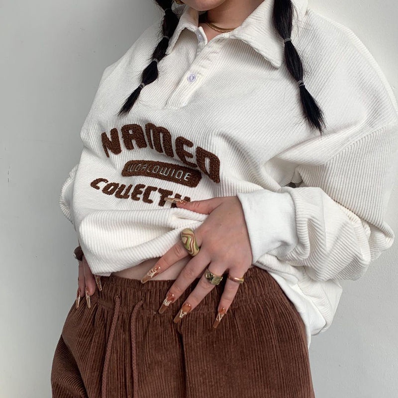 Áo Sweater Tay Dài Dáng Rộng Phong Cách Vintage Dành Cho Nữ