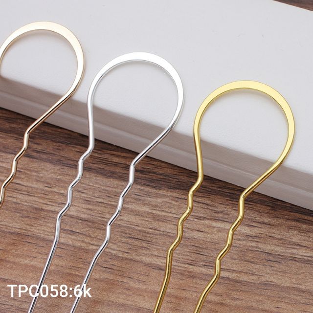 Cán trâm kim loại lượn sóng 100mm nguyên liệu làm trang sức handmade, trâm cổ trang, cosplay