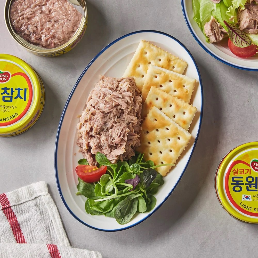 Cá Ngừ Dongwon Tuna đóng hộp 5 loại - 동원참치 5종(일반, 야채, 마요, 고추) - Hàng Nhập khẩu trực tiếp từ Hàn Quốc