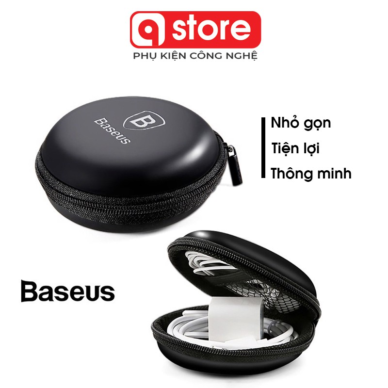 Hộp đựng tai nghe, cáp sạc, thẻ nhớ chính hãng Baseus - Khóa kéo thông minh
