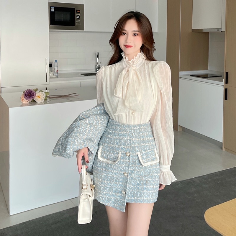 Sét Dạ Tweed Xinh, Áo Khoác Dạ Kèm Chân Váy | BigBuy360 - bigbuy360.vn