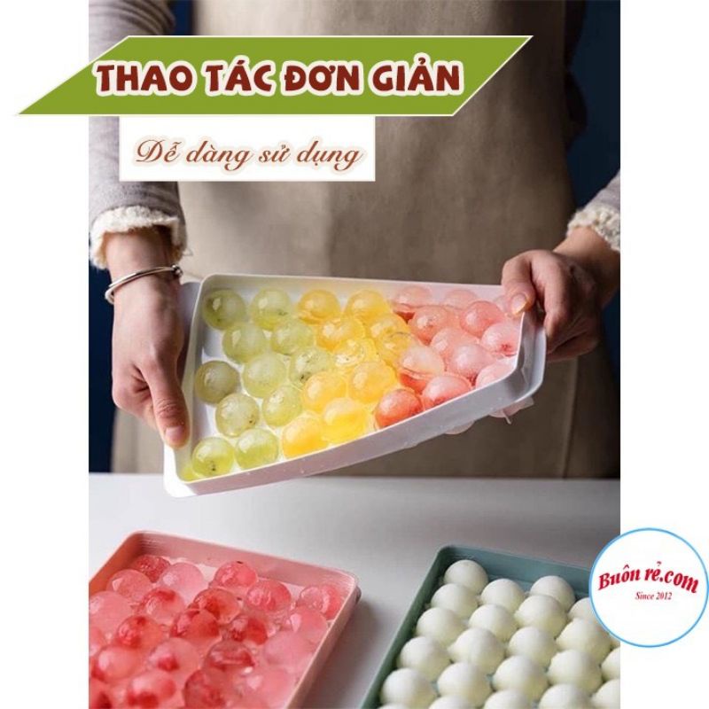 Khay Đá Bi Tròn 33 Viên Có Nắp Đậy Việt Nhật,  Khuôn Làm Thạch Hoa Quả Hình Bi Tròn