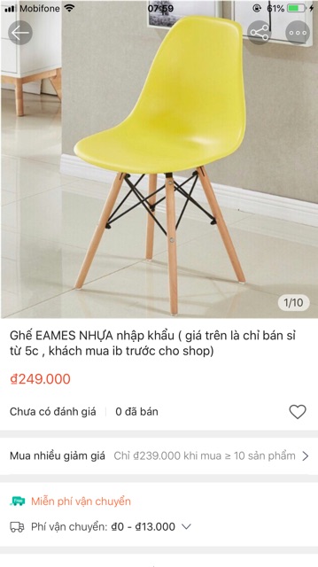 Ghế EAMES NHỰA nhập khẩu