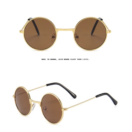 Kính Mát Gọng Kim Loại Tròn Chống Tia UV400 Thời Trang Cho Bé