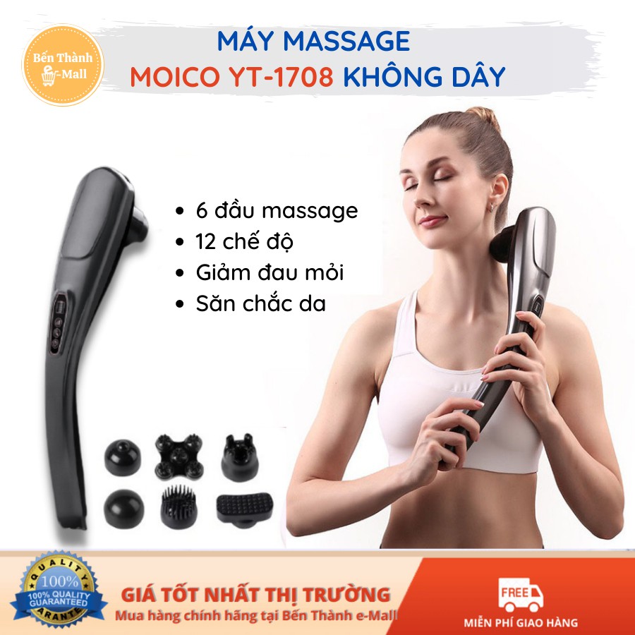 ✈️ [Freeship] MÁY MASSAGE CẦM TAY KHÔNG DÂY MOICO [6 đầu massage chuyên dụng]