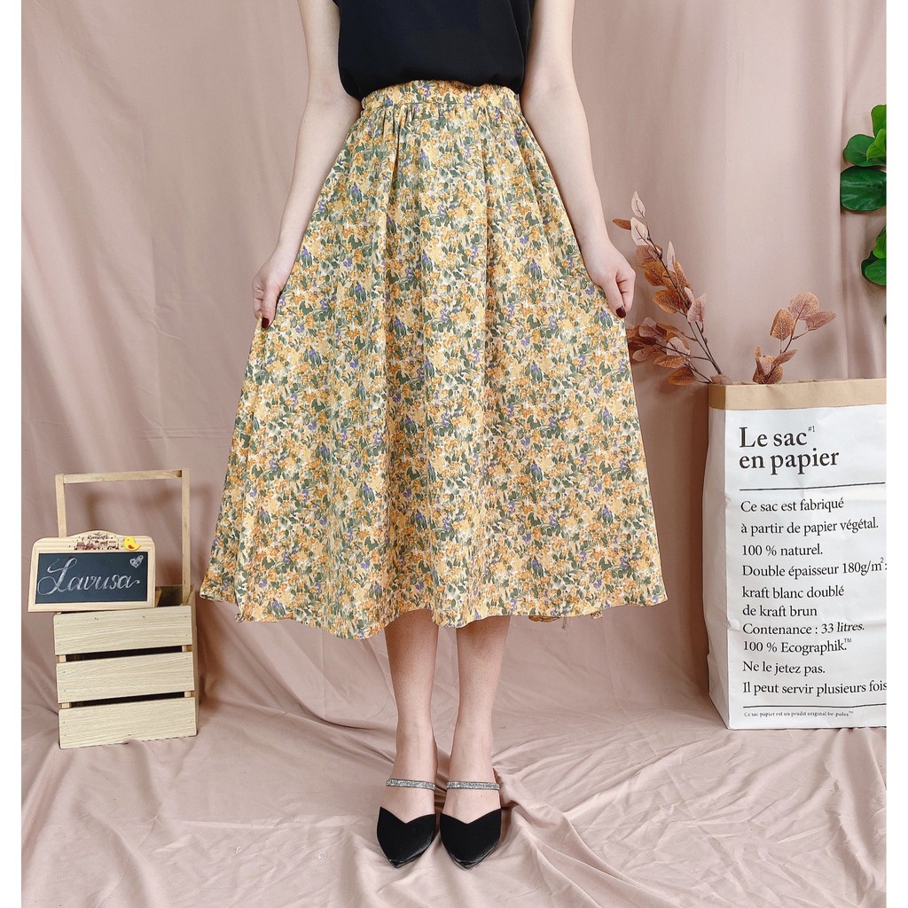 Chân Váy Hoa Nhí Chun Sau Nhiều Màu 🐷FREESHIP🐷 Chân Váy Dài Vintage LAVUSA Chất Voan Nhật Cực Mát