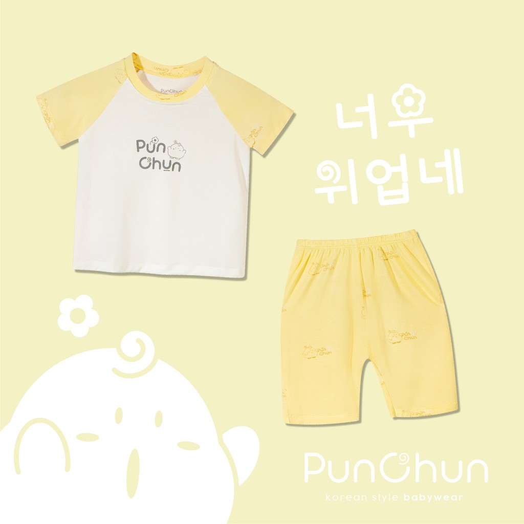 Bộ cộc tay P u n c h u n raglan bé trai bé gái