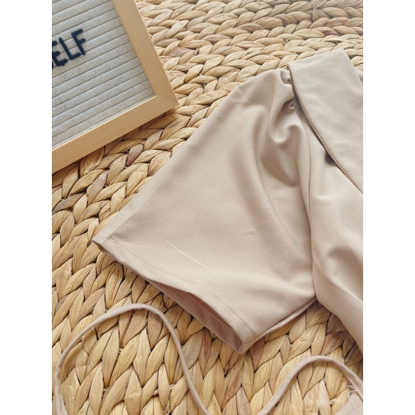 Đầm basic phối nút 2 màu