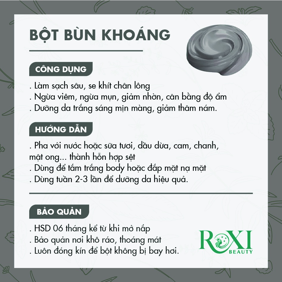 Bột Tắm Trắng Da Organic Handmade  Tắm Trắng Body, Đắp Mặt Nạ Dưỡng Da Sạch Mịn Nguyên Chất 100%  - ROXI Beauty