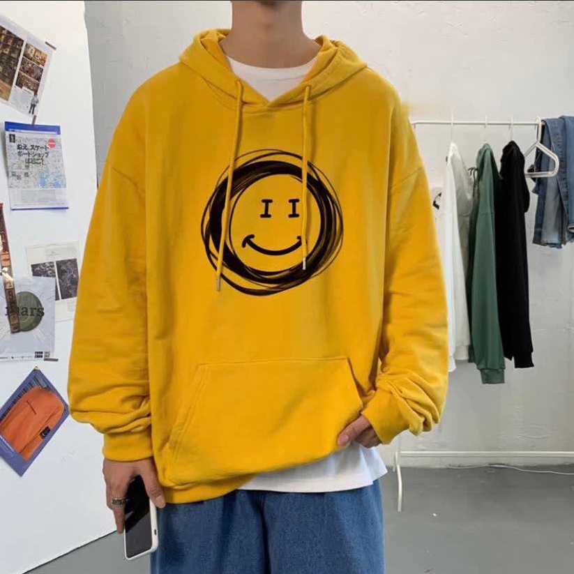 Áo HODIE UNISEX hình mặt cười chất nỉ ngoại siêu đẹp form rộng