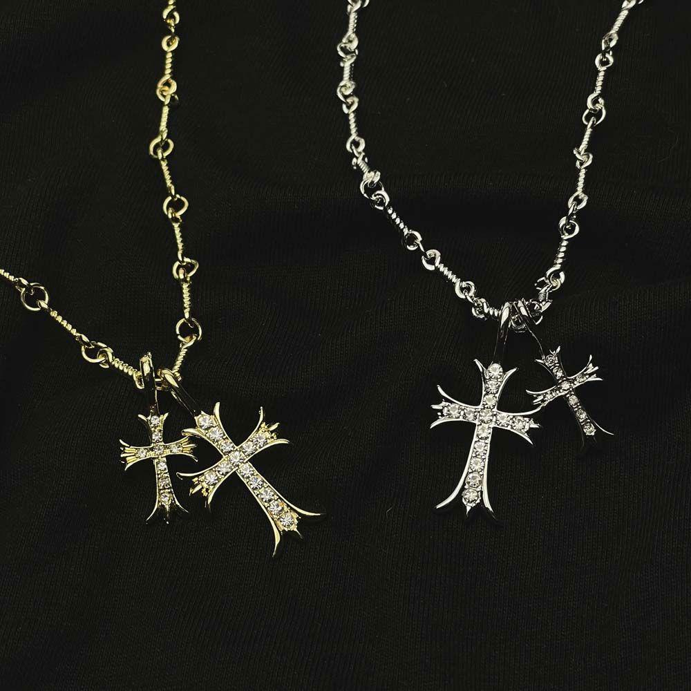 DANILO Vòng cổ Sợi Xích Đôi Mặt Thánh Giá Phong Cách Punk Hip hop Thời Trang Unisex