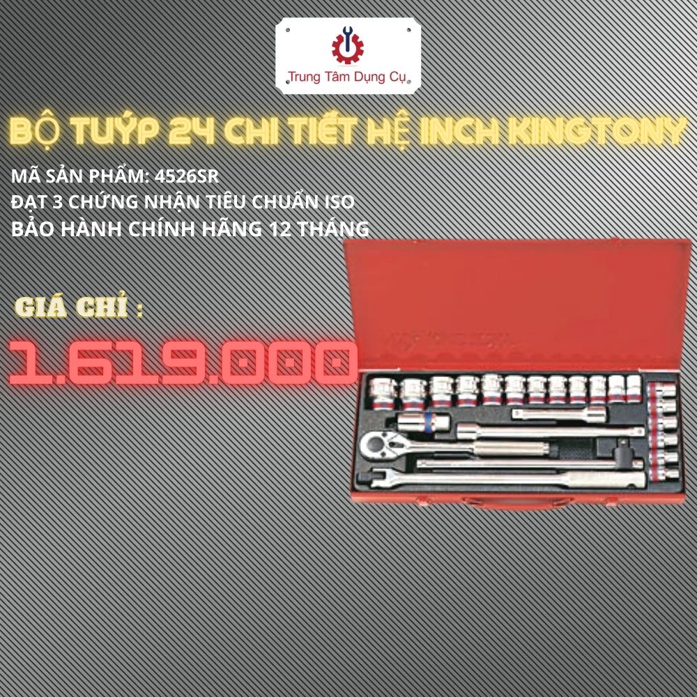 1/2&quot; bộ tuýp 24 chi tiết hệ inch Kingtony 4526SR