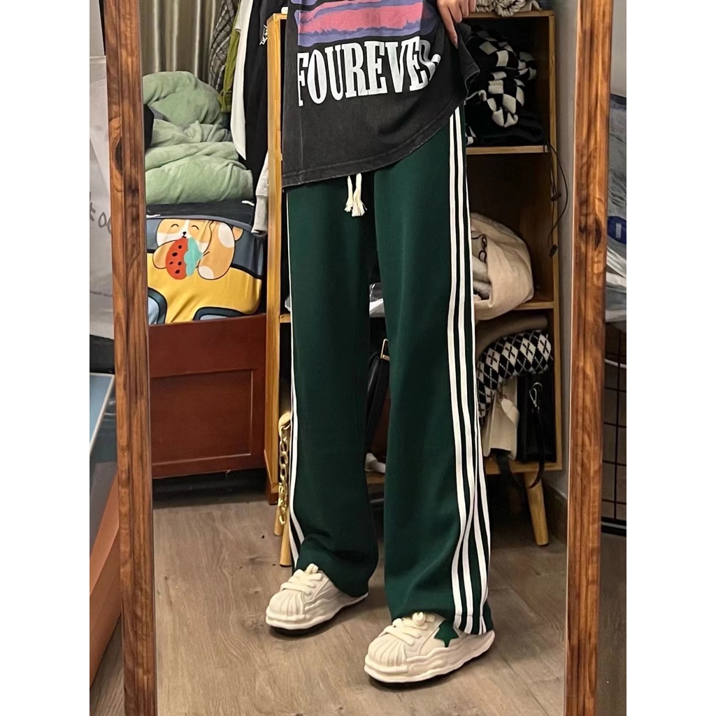 Quần Dài Ống Rộng Họa Tiết Sọc Thời Trang Cho Nữ