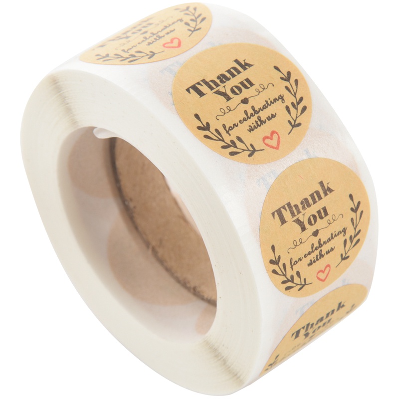 Bộ 500 Miếng Dán Hình Tròn 8x5x4cm In Chữ Thank You Độc Đáo Trang Trí Sổ Tay / Tiệc Cưới Tiện Dụng
