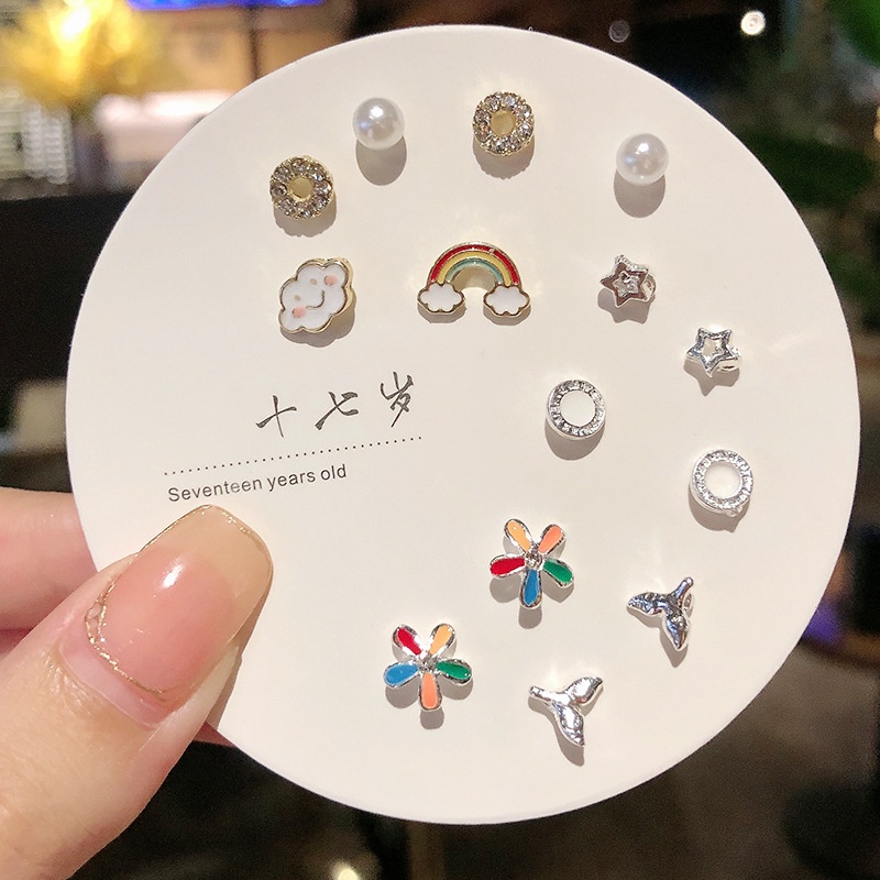 Bộ 14 bông tai nữ thời trang Hàn Quốc