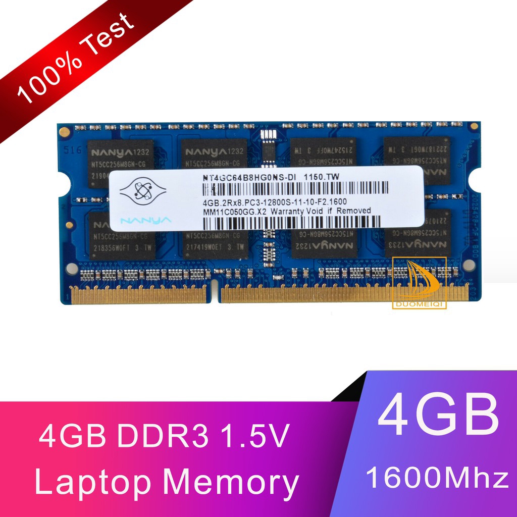 For Nanya 4GB 2Rx8 PC3-12800S DDR3 1600Mhz 204Pin SODIMM Bộ nhớ máy tính xách tay RAM Đã kiểm tra | BigBuy360 - bigbuy360.vn
