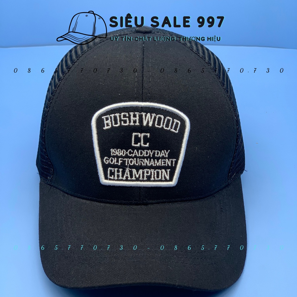 MŨ LƯỠI TRAI BUSHWOOD KẾT LƯỚI THOÁNG MÁT THÊU LOGO THỜI TRANG