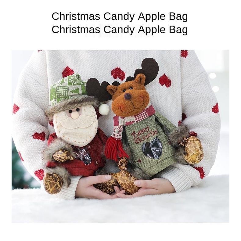 Túi vải đựng quà giáng sinh hình ông già noel/ người tuyết/ tuần lộc cho bạn gái