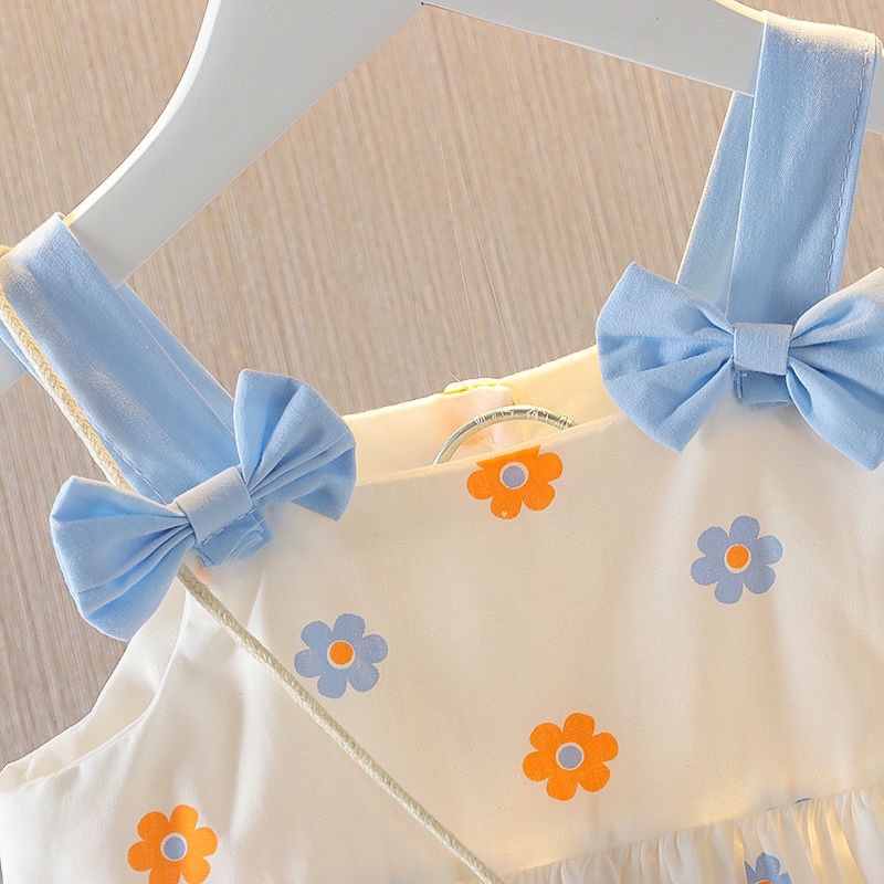 Đầm công chúa IQ Angel từ cotton kèm túi cho bé gái tùy chọn màu sắc